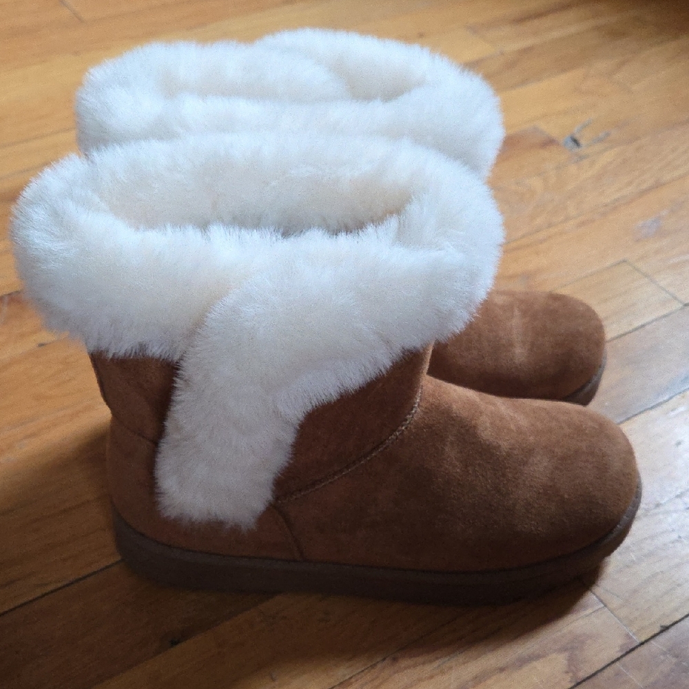 SO Women's Ankle Boots with White Fur Trim